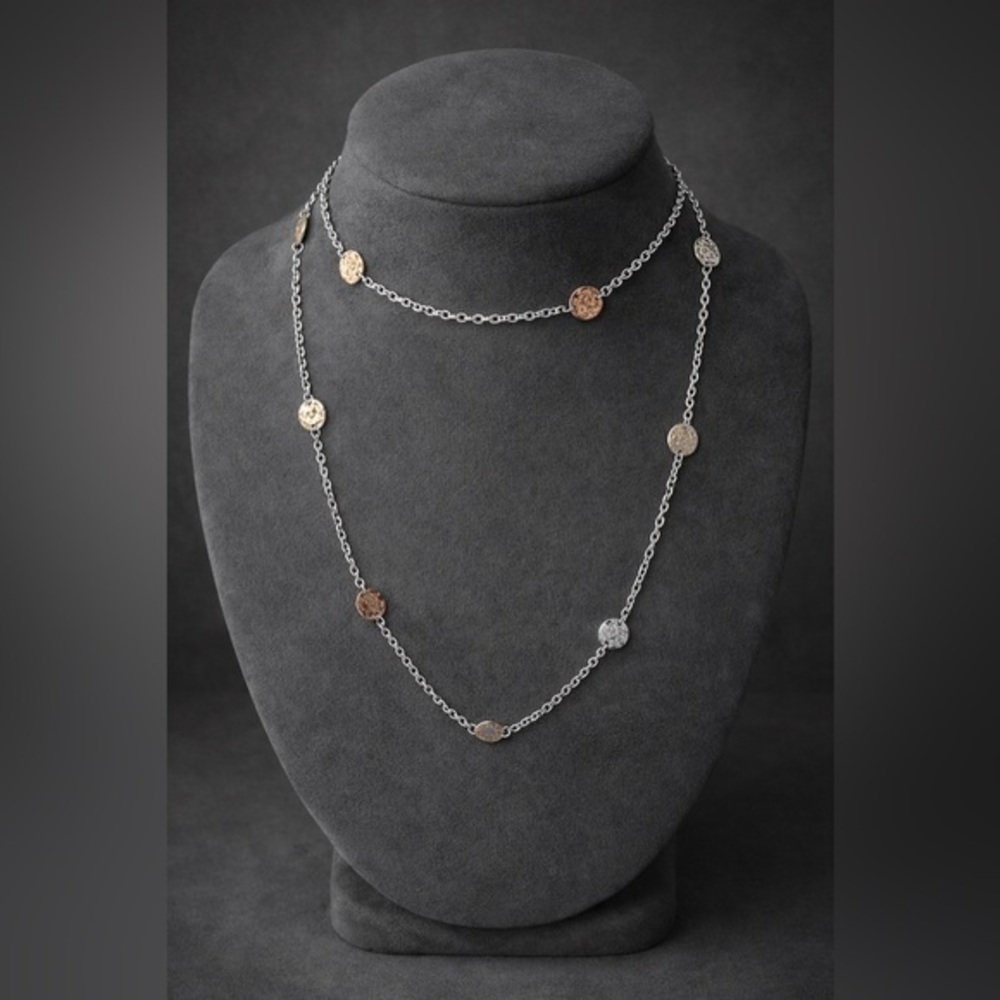METAL WORKS 38" +3" extender necklace Premier Designs. EUC #049